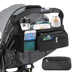 ベビーカー 多機能 バッグ 【2026初登場×撥水×分区収納×取り外し可能】 ベビーカー用バッグ 撥水丈夫軽量便利 ドリンクホルダー 簡単取り付け おむつポーチ 哺乳瓶 ポケット ホルダー 収納 外出便利アイテム