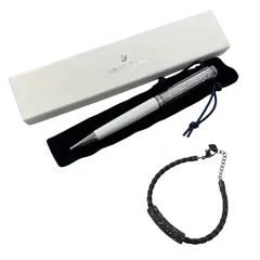 186001 SWAROVSKI スワロフスキー Stone ブレスレット、ボールペン 5083365  ブラック 2点まとめ売り
