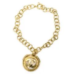 [中古] CHANEL シャネルCCラウンドペンダントネックレス金金メッキA