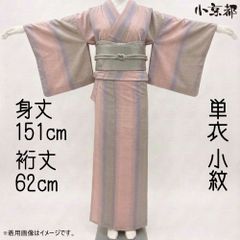 長尺□単衣◇小紋□多色の縞模様□小豆色□紗綾型地模様◇正絹着物 
