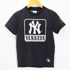 MLB NY ニューヨーク ヤンキース 公式 ライセンス 子供服 130 キッズ ジュニア Tシャツ ロゴ パイル地 半袖 YANKEES 黒 ブラック