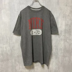NIKE　ナイキ　半袖ロゴプリントTシャツ　スウッシュ　グレー　デザイン　個性的　クルーネック　春夏服　　古着