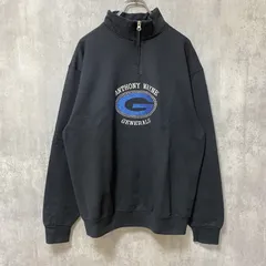 JERZEES ジャージーズ　長袖ハーフジップ　プリントスウェット　トレーナー　黒　ブラック　レトロ　Lサイズ　古着