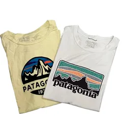 186000 現状品 patagonia パタゴニア Ｔシャツ　XS・Mサイズ M イエロー/ホワイト レディース 2点まとめ売り
