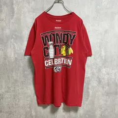 Reebok リーボック　NFL　シカゴブラックホークス　半袖プリントTシャツ　アメフト　赤　バックプリント　古着
