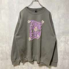 SWEET CLAIRE　TAKE IT EASY　長袖プリントスウェット　トレーナー　英字プリント　花　グレー　古着