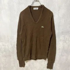 70s　IZOD LACOSTE アイゾッド　ラコステ　長袖Vネックセーター　ニット　ワンポイントロゴ　Sサイズ　古着