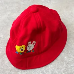 未使用タグ付き【miki house】ミキハウス ベビー 帽子 50cm 赤 くま うさぎ 刺繍 レトロ 日本製 綿100％ コットン ゴム付きのサムネイル