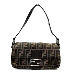 FENDI 人気 美品 フェンディ マンマバケット ZUCCA ズッカ ショルダーバッグ 26424 キャンバス レザー ブラウン ワンショルダー セミショルダー ハンドバッグ FF金具 Y2K 袋付属 ABランク 中古 鑑定済 フェンディバッグ