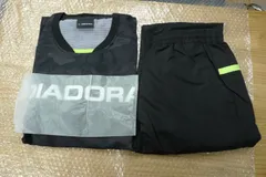 DIADORA diadora ウェア 上下セット ブラック グレー 迷彩柄  メンズ  Lサイズ サッカー フットサル トレーニング スポーツ  生地薄め 長袖 管理GM0410(fk7)