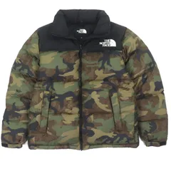 極美品▼THE NORTH FACE ザ・ノースフェイス ND92336 Novelty Nuptse Jacket カモフラ柄 フード入り ロゴ刺繍 ポケッタブル仕様 ジップアップ ダウンジャケット カーキ ブラック M 正規品 メンズ