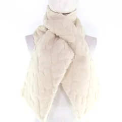 極美品☆FENDI フェンディ FXT438 キャメル ウール カシミヤ100％ ロゴ ニット マフラー アイボリー 保存袋付き イタリア製 正規品 レディース