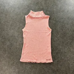 日本製 PINK HOUSE ピンクハウス ノースリーブ ニット タートルネック フリル 薄手 ロゴ刺繍 ピンク系 レディースのサムネイル