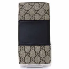 グッチ GUCCI バイカラー ロングウォレット 長財布 アウトレット GGスプリーム 779878  ベージュ/エボニー ブラック 【中古】Aランク