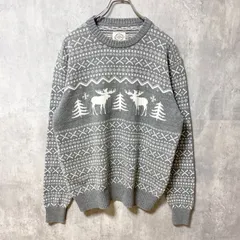 St. John’s Bay　長袖ノルディックニット　セーター　クルーネック　グレー　レトロデザイン　Mサイズ　古着