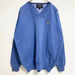 TOMMYHILFIGER　トミーヒルフィガー　長袖Vネックワンポイント刺スウェット　トレーナー　水色　Lサイズ　古着
