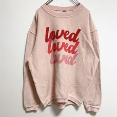 THESHOPFORWARD　長袖クルーネックスウェット　トレーナー　コーデュロイ　LOVE　ピンク　秋冬服　古着