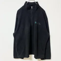 CRYSTAL CRUISES　長袖ハーフジップフリース　ワンポイント刺繍　ハイネック　黒　ブラック　XLサイズ　古着