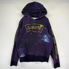 古着 リーバイス Levi's パーカー トレーナー ロゴプリント フルグラフィックデザイン M  パープル系 総柄 メンズ