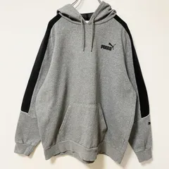 PUMA プーマ　長袖ワンポイントロゴプリントプルオーバーパーカー　フーディー　スポーティー　グレー　古着