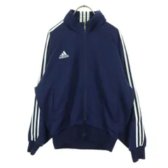 adidas アディダス 90s オールド ワンポイントロゴ 長袖 トラックジャケット M ネイビー ジャージ デサント社製 メンズ 古着