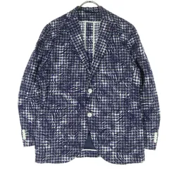 未使用 FEEL EASY フィールイージー 日本製 アロハプリント 長袖 テーラードジャケット M ネイビー メンズ 古着