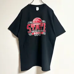 GILDAN　ギルダン　半袖プリントスタッフTシャツ　クルーネック　スポーツ　黒　ブラック　春夏服　Mサイズ　古着