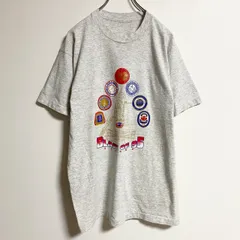 90s　半袖プリントTシャツ　クルーネック　シングルステッチ　ALGOMA　グレー　春夏服　ヴィンテージ　古着