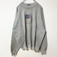 長袖デザイン刺繍スウェット　トレーナー　AMERICAN CLASSIC　グレー　ビックシルエット　XXLサイズ　古着