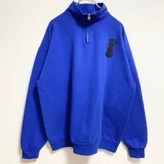 JERZEES　ジャージーズ　 長袖ハーフジッププリントスウェット　トレーナー　青　ビッグシルエット　XLサイズ　古着