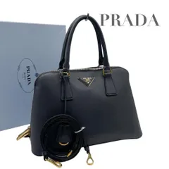 【価格交渉/質問大歓迎♪】【美品】プラダ　ハンドバッグ　サフィアーノ　プロムナード　ネイビー　6105