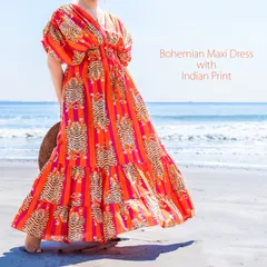 大胆なデザインが魅力的 ボヘミアンマキシドレス フレアワンピース ロング丈 TIRAKITA(ティラキタ) / ワンピー