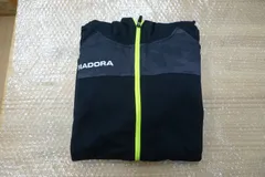 DIADORA ディアドラ diadora ジップアップジャケット パーカー フード付き ブラック メンズ Lサイズ 黒 迷彩柄 スポーツ サッカー フットサル 管理GM0410(fk7)