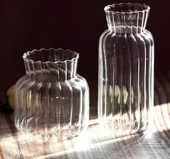 ガラスの花瓶 ミニ花器 一輪挿し 透明 - フラワーベース花器 ガラスベース ガラスボトル + 2つセット 水栽培 おしゃれ シンプル 生け花 造花アレンジ インテリア インテリア雑貨 飾り瓶 北欧 レトロ