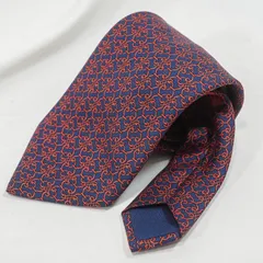 HERMESエルメスネクタイシルク100%フランス製総柄幾何学柄チェーン柄ネイビーレッドメンズビジネスフォーマル高級ハイブランド大剣幅9cm美品スーツ通勤結婚式パーティー成人式プレゼントレギュラータイブランドネクタイ紳士就活オフィス上品クラシック希少人気