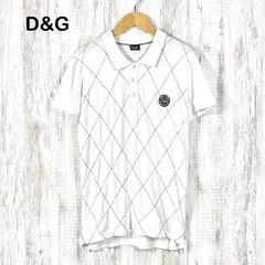 D&G DOLCE&GABBANA ドルチェアンドガッバーナ ロゴ刺繡 アーガイル チェック ショートスリーブ ポロシャツ ホワイト メンズ 半袖 トップスのサムネイル