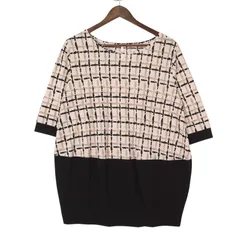 ELLE エル 春夏 ストレッチ★ 格子柄 チェック 7分袖 プルオーバー カットソー Sz.38 レディースのサムネイル