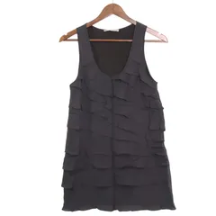 theory luxe セオリー リュクス 春夏 シルク100％★ ノースリーブ ティアード チュニック ワンピース Sz.38 レディース 黒のサムネイル