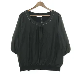 【新品 未使用】 Masaki Matsushima マサキマツシマ 春夏★ ボーダー ブラウス プルオーバー Sz.LL レディース 黒のサムネイル