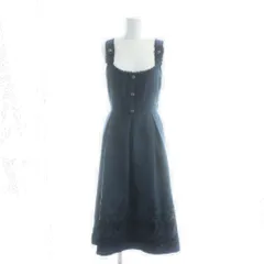 アクシーズファム axes femme ハートフロッキー柄ジャンパースカート ワンピース M 紺 ネイビー フロントボタン /AB ■GY58