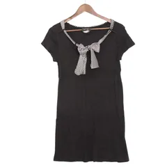 To b. by agnes b. アニエスベー 春夏★ 襟ストライプ リボン カットソー ワンピース チュニック Sz.2 レディース 黒のサムネイル