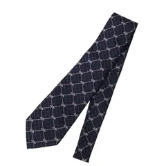 CHAPS チャップス ラルフローレン ドッグ 格子柄 チェック★ シルク100% ネクタイ Sz.F メンズ ネイビー 日本製