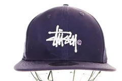 ステューシー STUSSY × NEWERA 9FIFTY CAP NAVY ニューエラ ロゴ キャップ 帽子 アジャスター ネイビー 紺 【ブランド古着ベクトル】【中古】▲260407