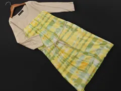 green label relaxing グリーンレーベルリラクシング ユナイテッドアローズ ウエストリボン ドッキング ワンピース ベージュx黄x緑 ■◇ レディースのサムネイル