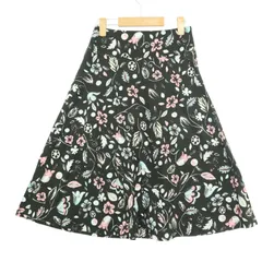 Laura Ashley ローラアシュレイ 春夏 花柄 フラワー 総柄★ ストレッチ フレア Aライン ミモレ丈 スカート Sz.7 レディースのサムネイル