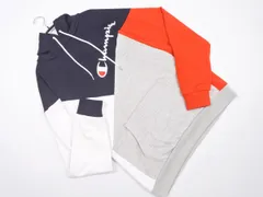 Champion チャンピオン ロゴ 刺繍 プルオーバー パーカー sizeL/濃紺ｘグレーｘ白 ■◇ メンズ