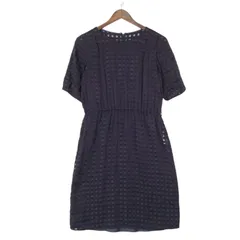 LESTERA レステラ 春夏★ レーヨン 格子 チェック風 ワンピース Sz.38 レディース 紺のサムネイル
