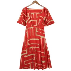 Banana Republic バナナリパブリック 春夏 ストレッチ★ 幾何学 アート風 フレアワンピース ミディ丈 Sz.00　レディース