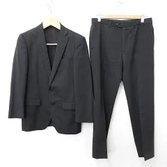 レミュー LES MUES スーツ セットアップ テーラードジャケット シングル スラックス ストライプ 背抜き 黒 ブラック A5