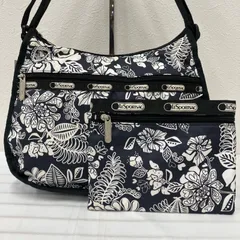 1564　LeSportsac　レスポートサック　ショルダーバッグ　クラシックホーボー　ポーチ　ブラック　黒　ホワイト　花柄　フラワー　モノトーン　レディース　軽量　カジュアル　シンプル